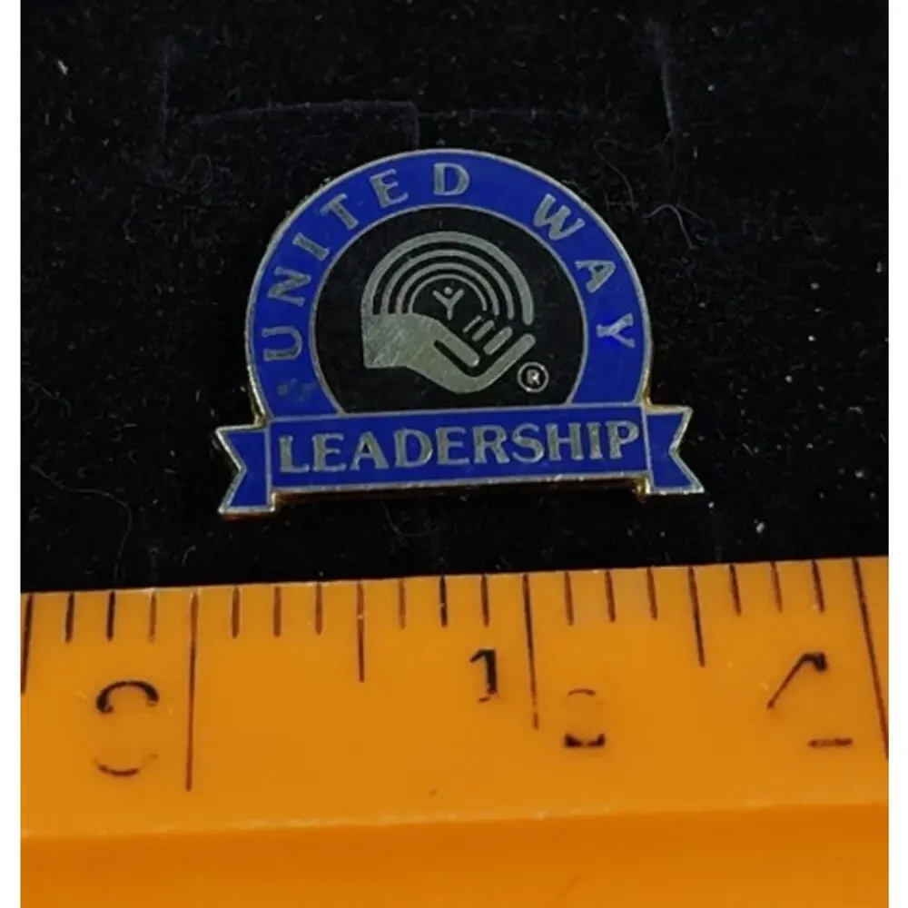 United Way Leadership Pin Gold Tone Blue for a Hat, Lapel, Jacket or Backpack